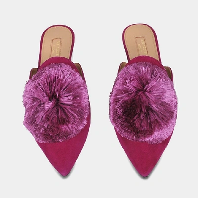 Shop Aquazzura | Powder Puff Flat Shoes In Iris Suede