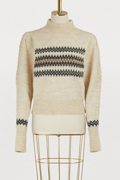 Shop Isabel Marant Demi Wool And Cotton Sweater In Ecru