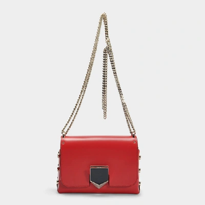 Shop Jimmy Choo | Lockett Petite Bag In Red And Chrome Spazzolato Leather