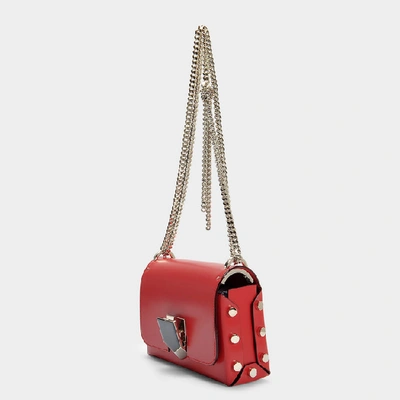 Shop Jimmy Choo | Lockett Petite Bag In Red And Chrome Spazzolato Leather