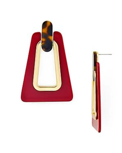 Shop Rebecca Minkoff Trapezoid Resin Drop Earrings In Red Tortoise