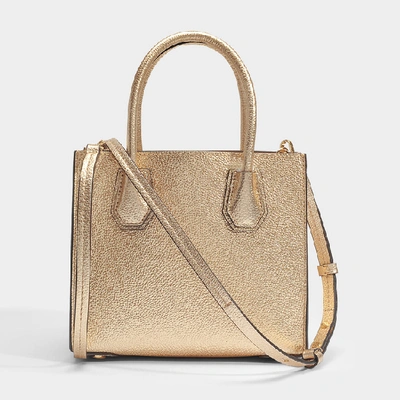 Shop Michael Michael Kors Mercer Medium Messenger Bag In Pale Gold Mercer Pebble Leather