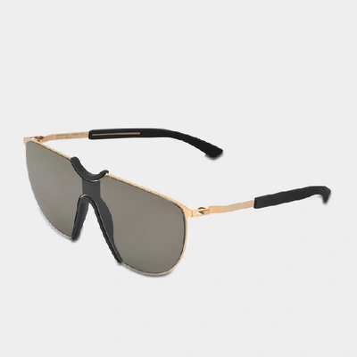 Shop Mykita Aloe Sunglasses In Champagne Gold And Pitch Acetate And Metal