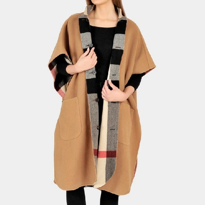 Shop Burberry | Reversible Cape In Camel Wool
