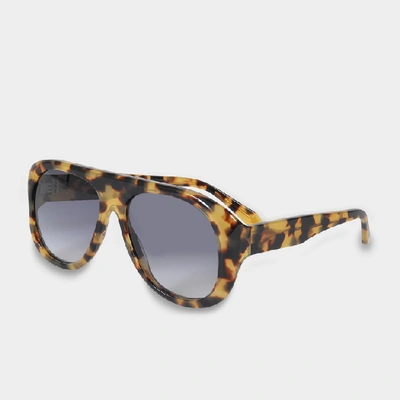 Shop Victoria Beckham Power Frame Aviator Sunglasses In Light Havana Acetate