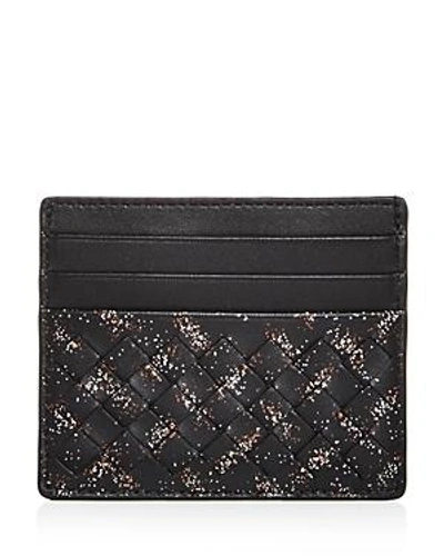 Shop Bottega Veneta Intrecciato Microdots Woven Leather Card Case In Black Multi