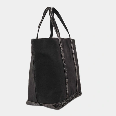 Vanessa Bruno Sequin And Canvas Medium Zipped Tote In Black