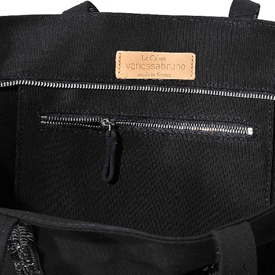 Vanessa Bruno Sequin And Canvas Medium Zipped Tote In Black