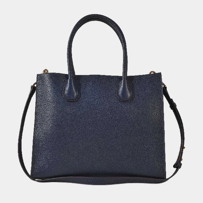 Shop Michael Kors Michael  | Mercer Large Convertible Tote In Black Calfskin In Blue