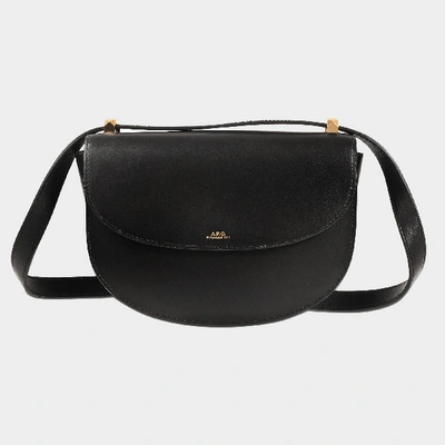 Apc A.p.c. Betty Crossbody Bag In Black Leather With Logo In Black