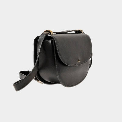 Apc A.p.c. Betty Crossbody Bag In Black Leather With Logo In Black