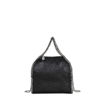 Shop Stella Mccartney Minibella Tote Silber Chain Tasche Aus Schwarzem Öko Leder In Black