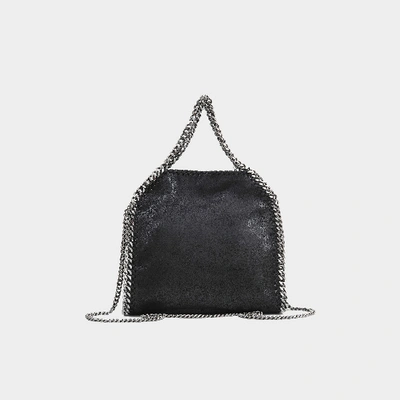 Shop Stella Mccartney Minibella Tote Silber Chain Tasche Aus Schwarzem Öko Leder In Black