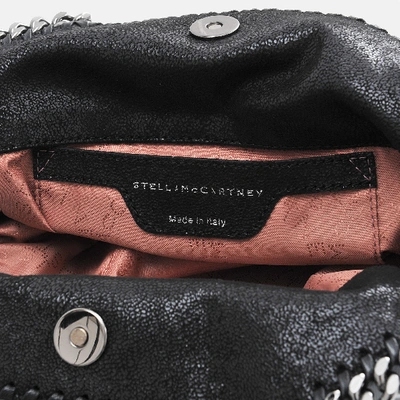 Shop Stella Mccartney Minibella Tote Silber Chain Tasche Aus Schwarzem Öko Leder In Black