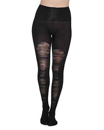 Shop Spanx Destroyed Tummy Shaping Tights In Very Black