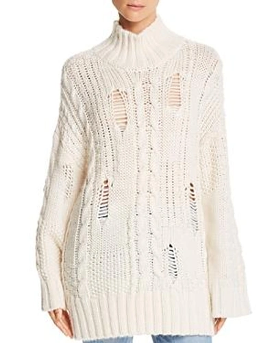 Shop Current Elliott Current/elliott The Vin Cable Knit Sweater In Eggshell