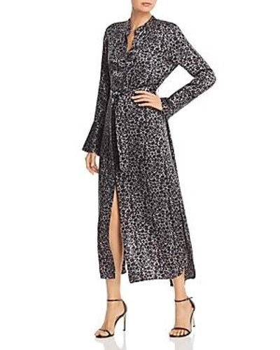 Shop Equipment Connell Leopard-printed Silk Dress In Silver Steel Multi