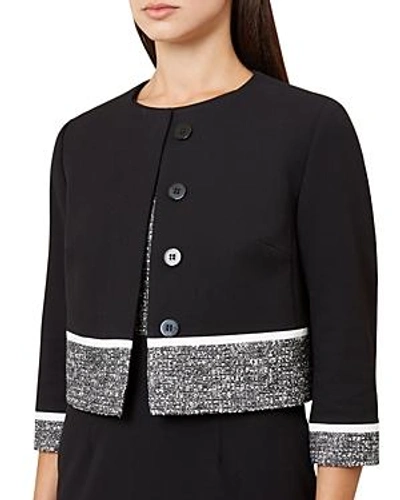 Shop Hobbs London Robyn Tweed-trim Jacket In Black/ Ivory