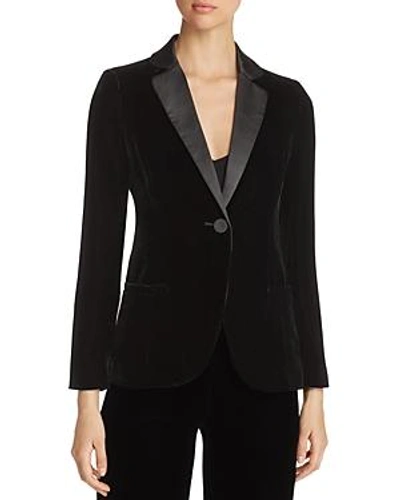 Shop Emporio Armani Contrast-collar Velvet Blazer In Black
