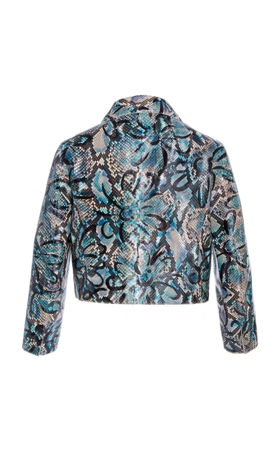 Shop Michael Kors Jean Python Skin Jacket In Blue