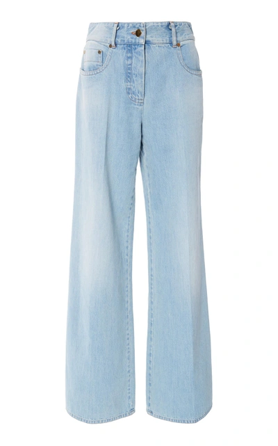 Shop Michael Kors Mid-rise Wide-leg Jeans In Light Wash