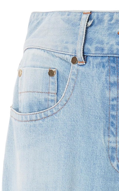 Shop Michael Kors Mid-rise Wide-leg Jeans In Light Wash