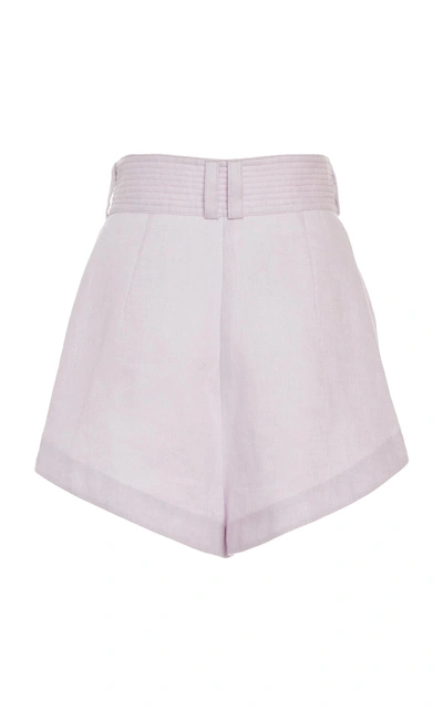 Shop Zimmermann Ninety-six Racer Linen Shorts In Purple