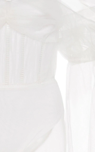 Shop Jonathan Simkhai Ruffled Bodysuit Dress In White