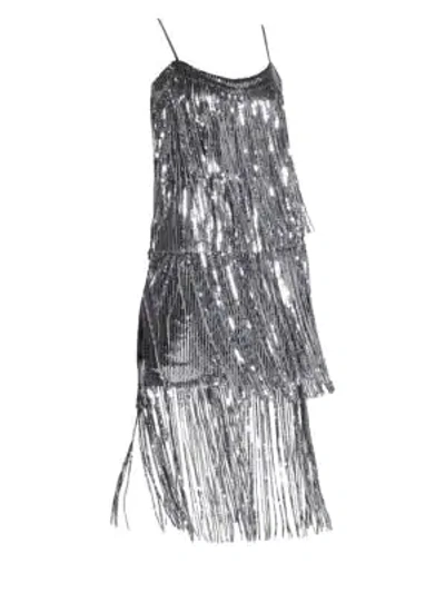 Shop Dress The Population Roxy Sequin Fringe Dress In Gunmetal