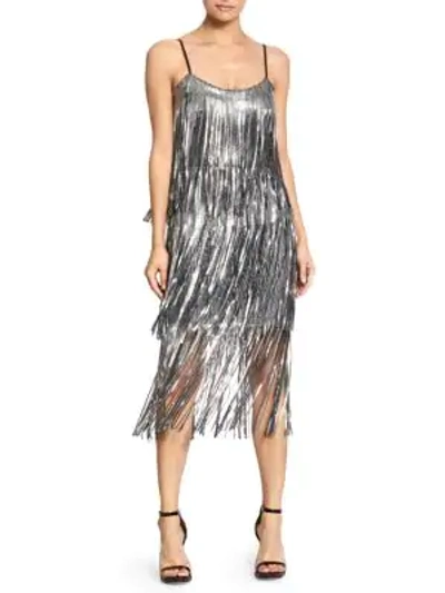 Shop Dress The Population Roxy Sequin Fringe Dress In Gunmetal