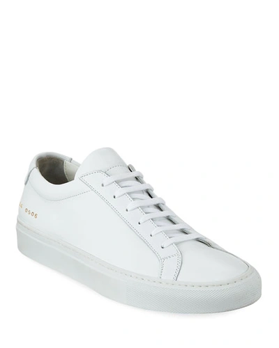 Common Projects Men's Achilles Leather Low-top Sneakers, White In White