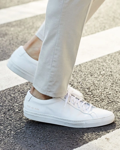Common Projects Men's Achilles Leather Low-top Sneakers, White In White