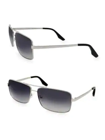 Aqs Steel 60mm Rectangular Sunglasses In Steel