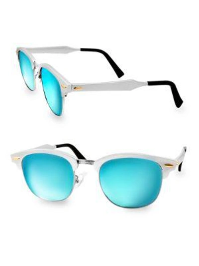 Shop Aqs Women's Milo 49mm Clubmaster Sunglasses In Silver Aqua