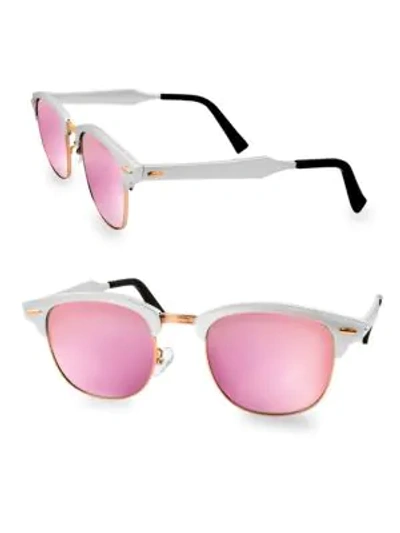 Shop Aqs Women's Milo 49mm Clubmaster Sunglasses In Silverpink