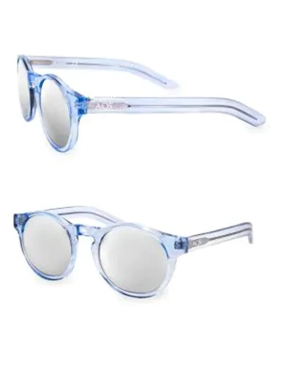 Shop Aqs Benni 49mm Round Sunglasses In Blue Silver