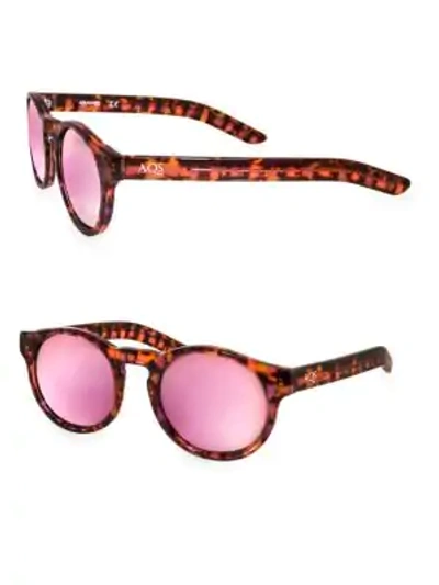 Shop Aqs Women's Benni 49mm Round Sunglasses In Pink Black