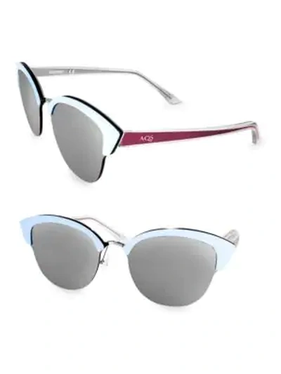 Aqs Women's Serena 70mm Cat Eye Sunglasses In White