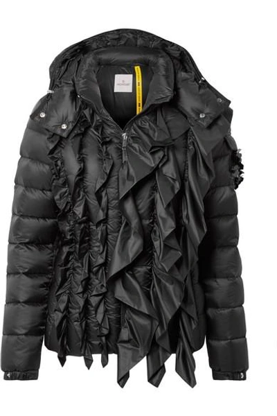 Shop Moncler Genius 4 Simone Rocha Bady Embellished Ruffled Quilted Shell Down Jacket In Black
