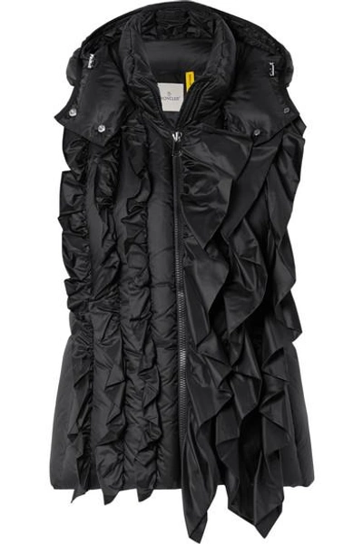 Shop Moncler Genius 4 Simone Rocha Ruffled Quilted Shell Vest In Black