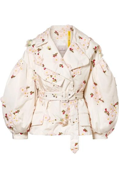 Shop Moncler Genius 4 Simone Rocha Embellished Embroidered Shell Down Jacket In Ivory