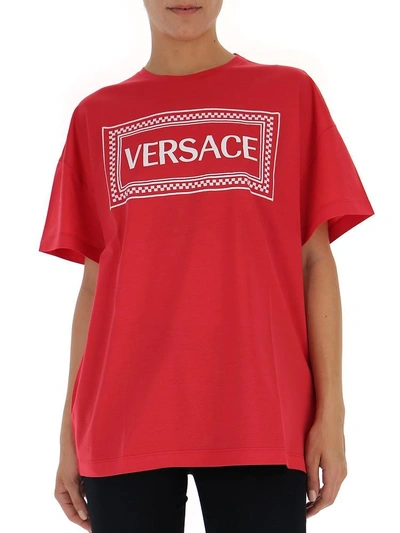 Shop Versace Logo Print T In Red