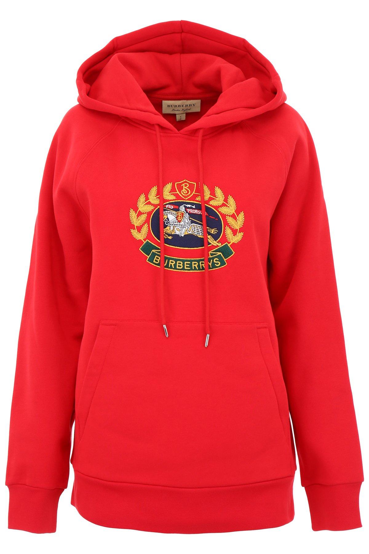 burberry embroidered archive logo jersey hoodie