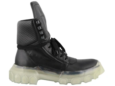 Shop Rick Owens Tractor Dunk Lace In Black