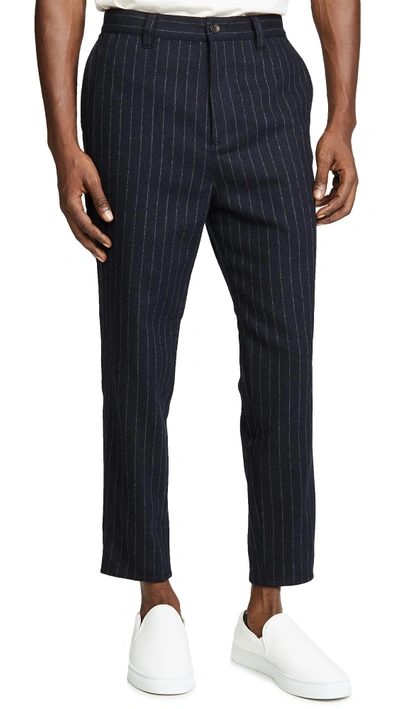 Shop Gustav Von Aschenbach Striped Light Tweed Trousers In Black