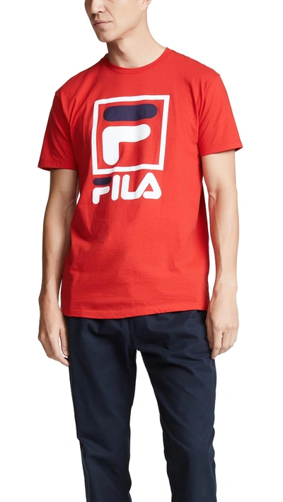 Shop Fila Stacked T-shirt In Chinese Red