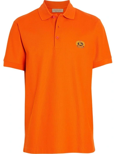 Shop Burberry Archive Logo Cotton Piqué Polo Shirt - Orange