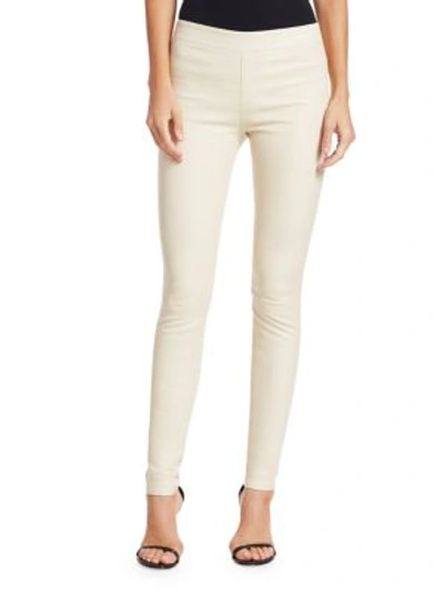 Shop Helmut Lang Leather Leggings In Flax