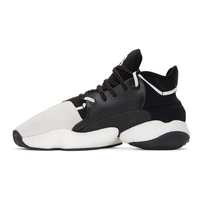 Shop Y-3 White And Black James Harden Edition Byb Bball Sneakers In White/black