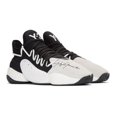 Shop Y-3 White And Black James Harden Edition Byb Bball Sneakers In White/black